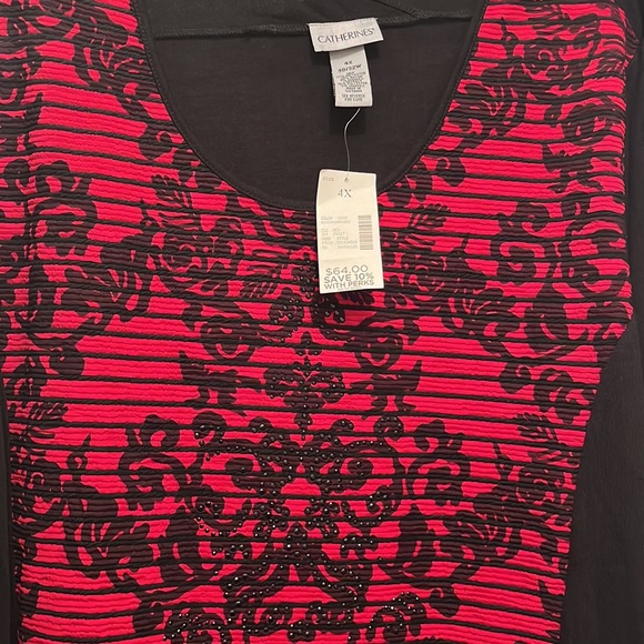 ♥️🖤”Sale”Nwt Absolutely stunning beaded detailed 3 Quarter length top! Size 4X - Picture 2 of 6